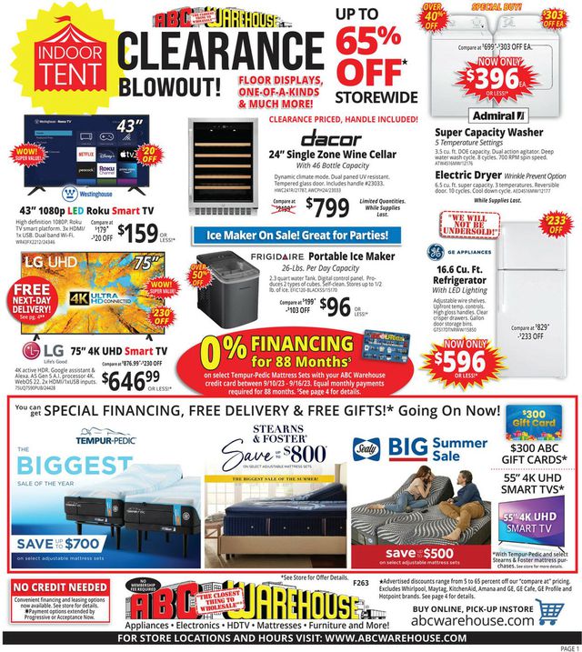 ABC Warehouse Ad from 09/10/2023