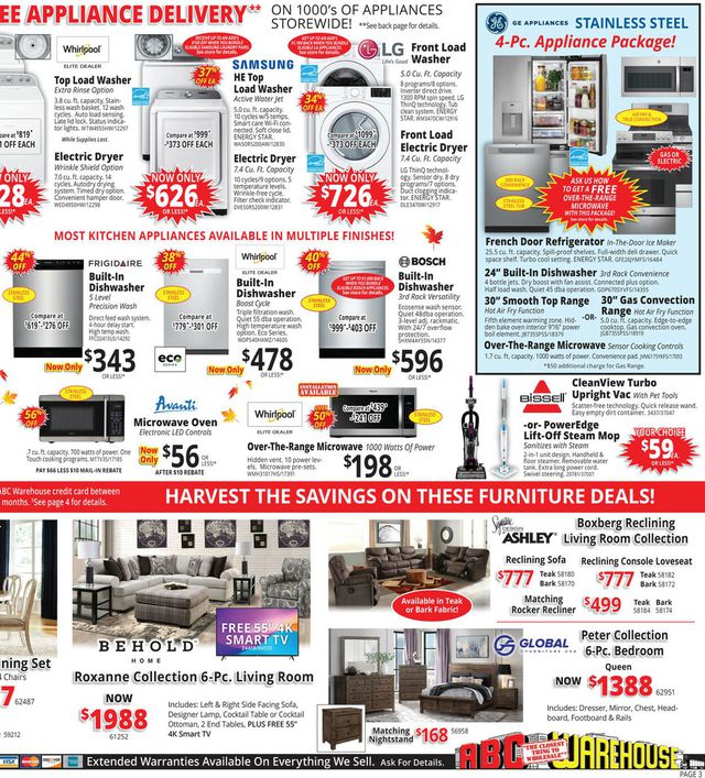 ABC Warehouse Ad from 10/15/2023