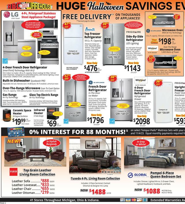 ABC Warehouse Ad from 10/29/2023