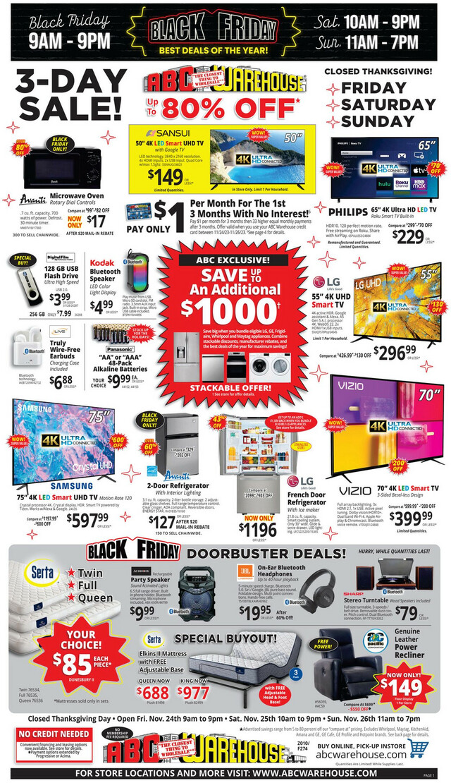 ABC Warehouse Ad from 11/12/2023
