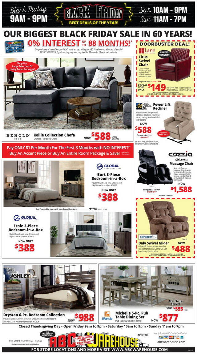 ABC Warehouse Ad from 11/12/2023