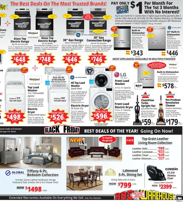 ABC Warehouse Ad from 11/19/2023