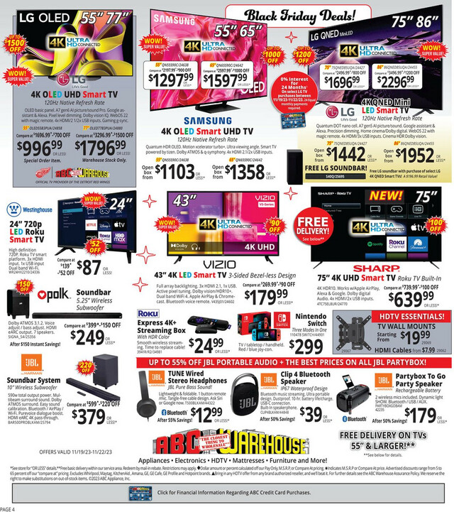 ABC Warehouse Ad from 11/19/2023