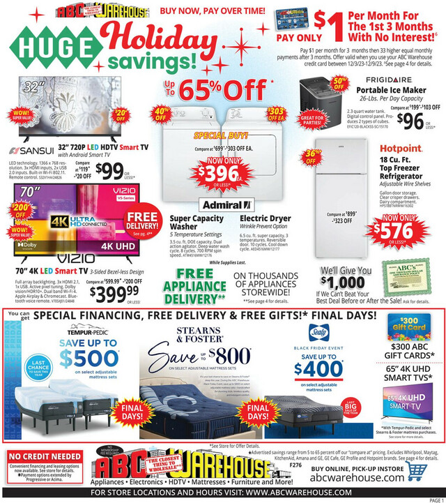 ABC Warehouse Ad from 12/03/2023