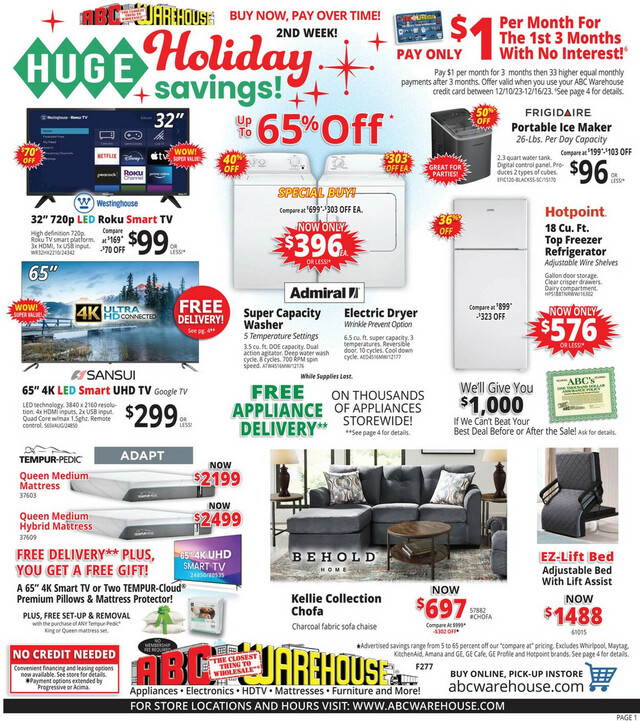 ABC Warehouse Ad from 12/10/2023