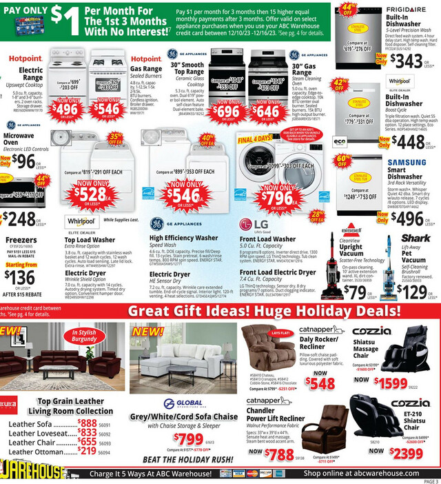 ABC Warehouse Ad from 12/10/2023