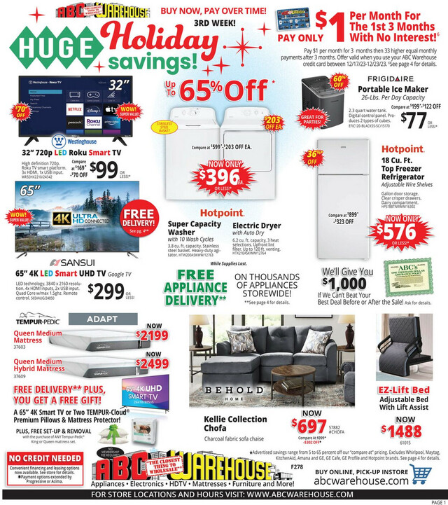 ABC Warehouse Ad from 12/17/2023