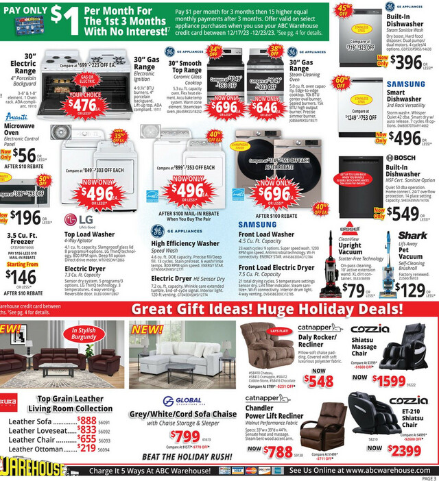 ABC Warehouse Ad from 12/17/2023