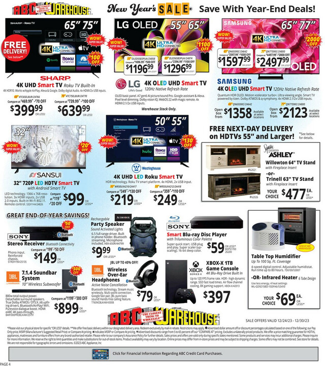 ABC Warehouse Ad from 12/24/2023