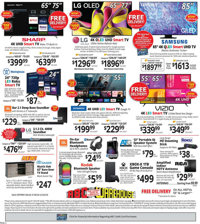 ABC Warehouse Ad from 02/18/2024