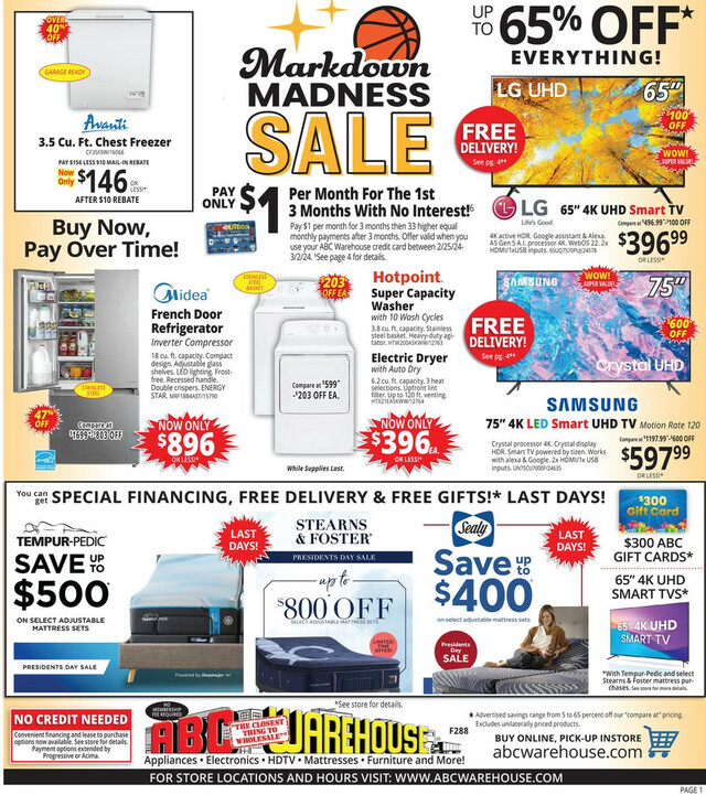 ABC Warehouse Ad from 02/25/2024