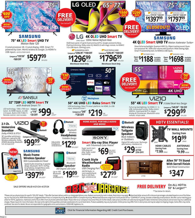 ABC Warehouse Ad from 04/21/2024