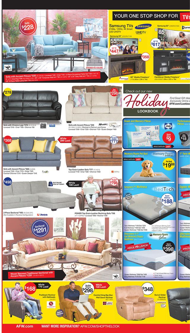American Furniture Warehouse Ad from 11/28/2019