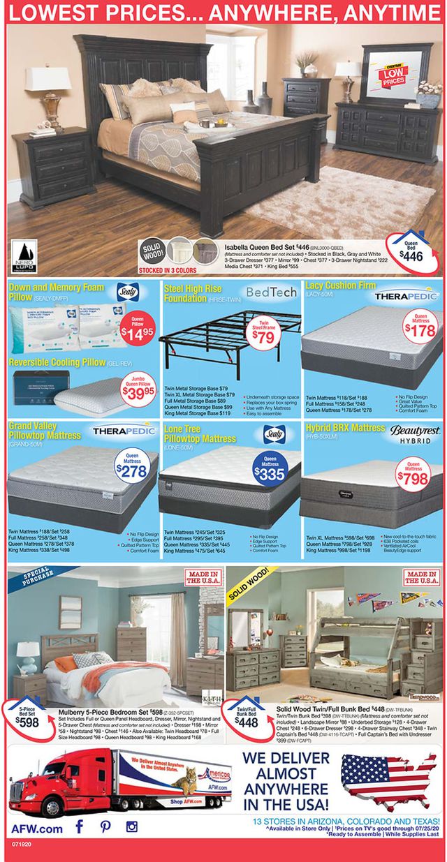American Furniture Warehouse Ad from 07/08/2020
