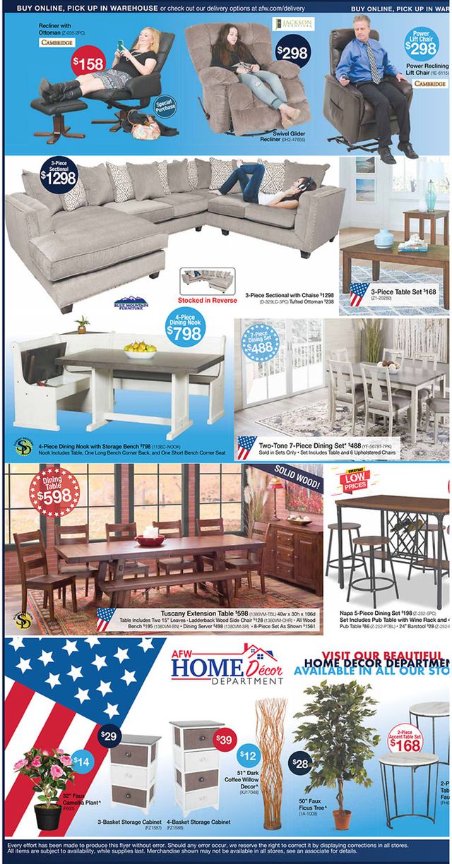 American Furniture Warehouse Ad from 09/07/2020