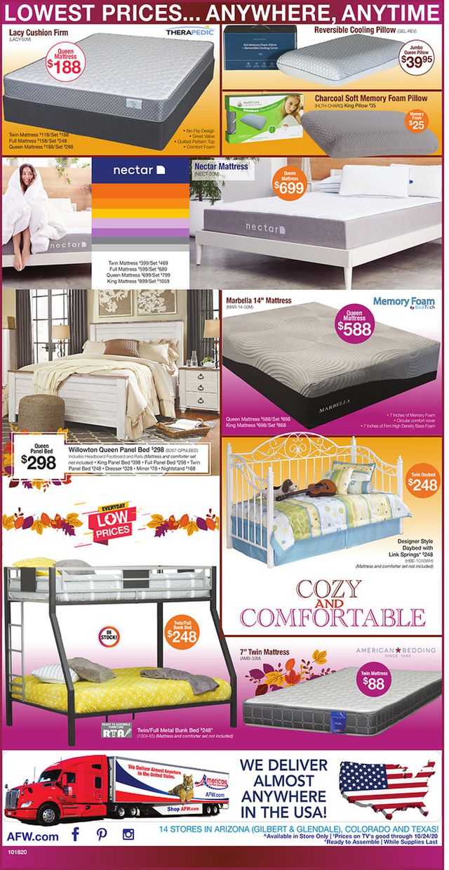 American Furniture Warehouse Ad from 10/07/2020