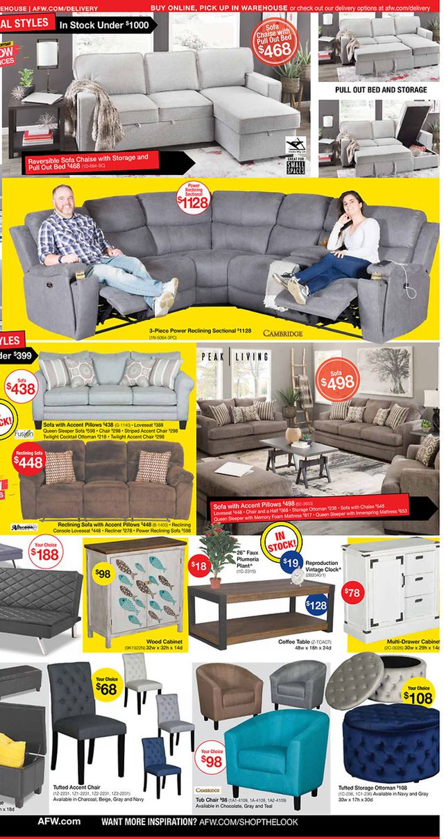 American Furniture Warehouse Ad from 10/28/2020