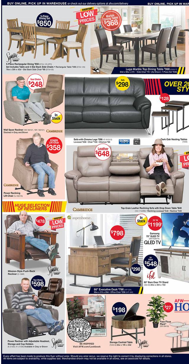 American Furniture Warehouse Ad from 01/25/2021