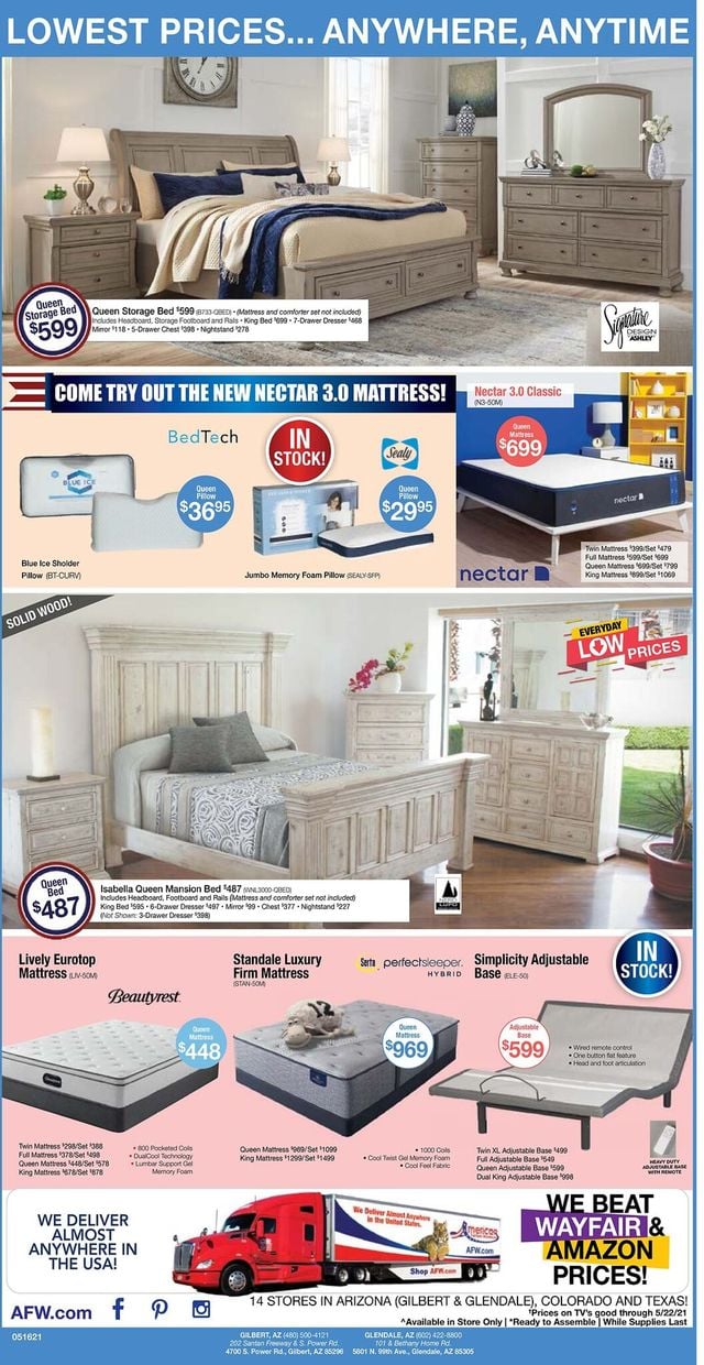American Furniture Warehouse Ad from 05/19/2021