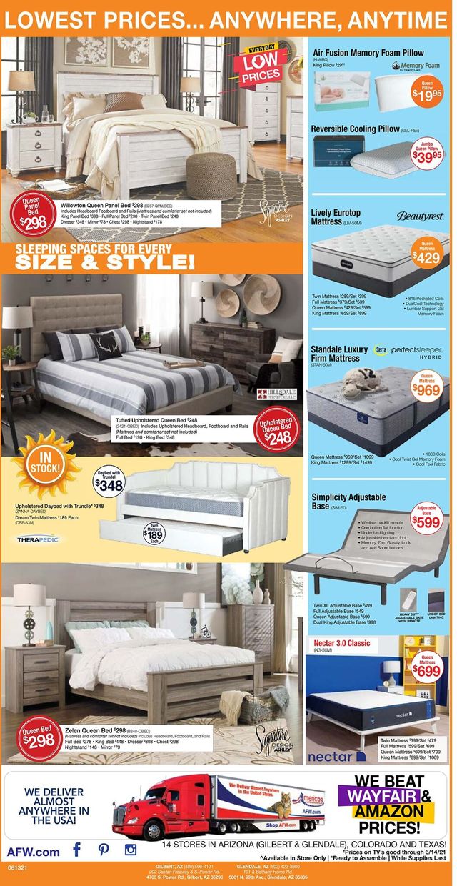 American Furniture Warehouse Ad from 06/02/2021