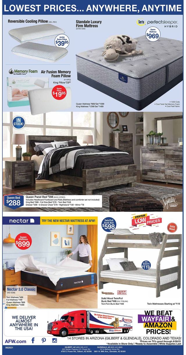 American Furniture Warehouse Ad from 06/20/2021