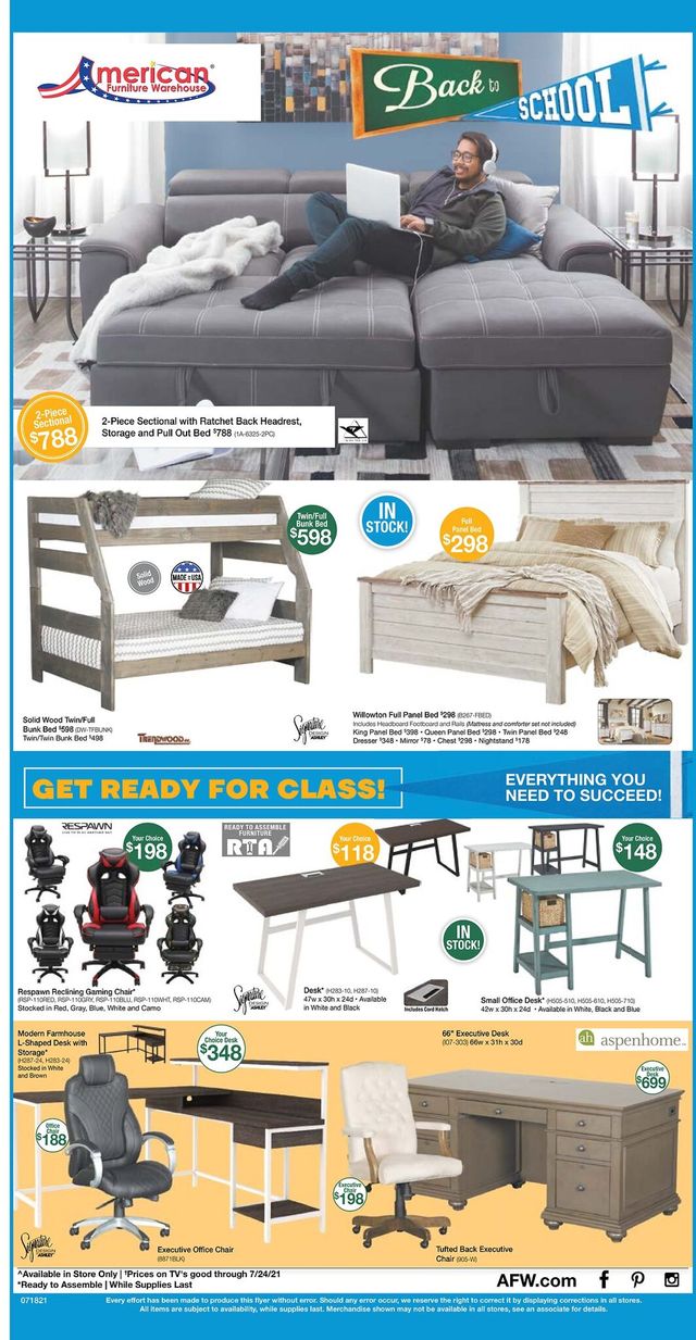 American Furniture Warehouse Ad from 07/14/2021