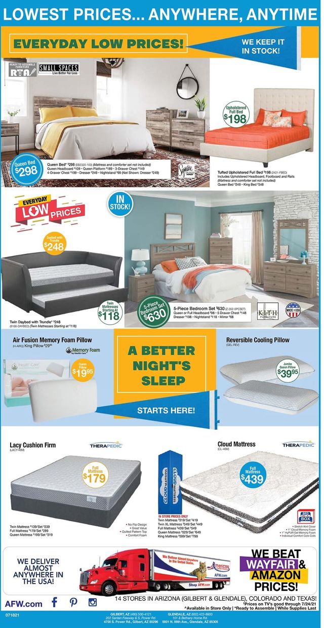 American Furniture Warehouse Ad from 07/14/2021