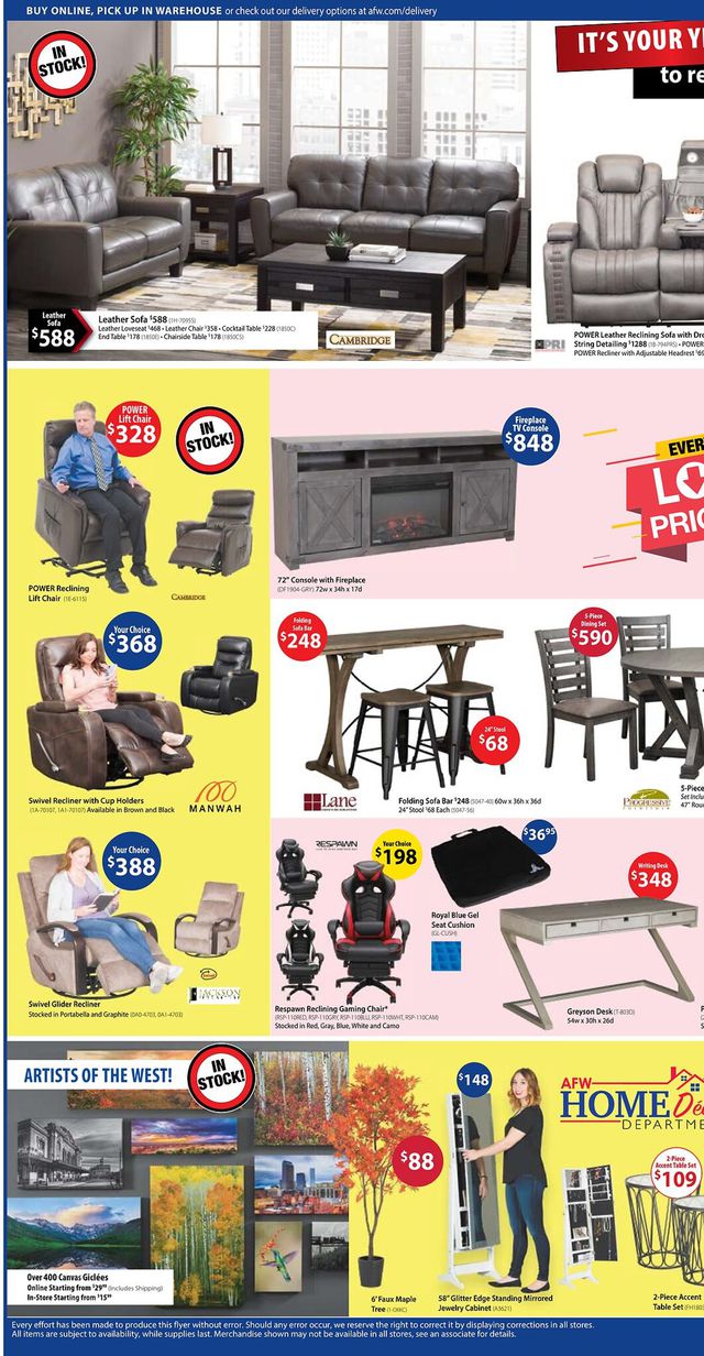 American Furniture Warehouse Ad from 11/01/2021