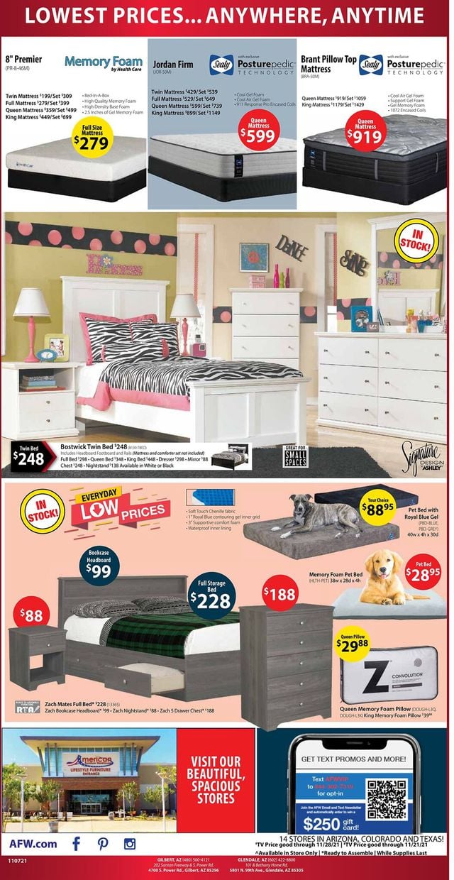 American Furniture Warehouse Ad from 11/08/2021