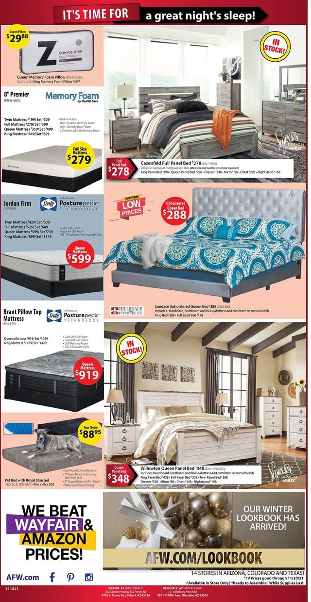 American Furniture Warehouse Ad from 11/14/2021