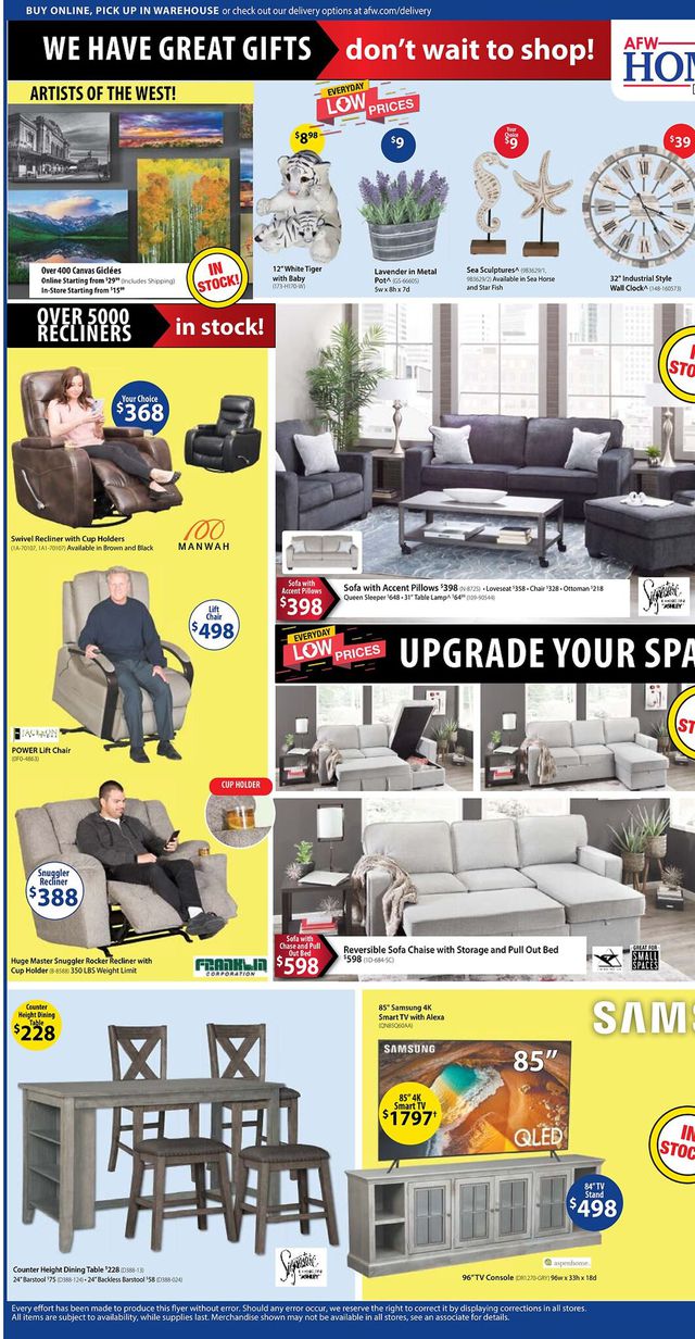 American Furniture Warehouse Ad from 10/27/2021