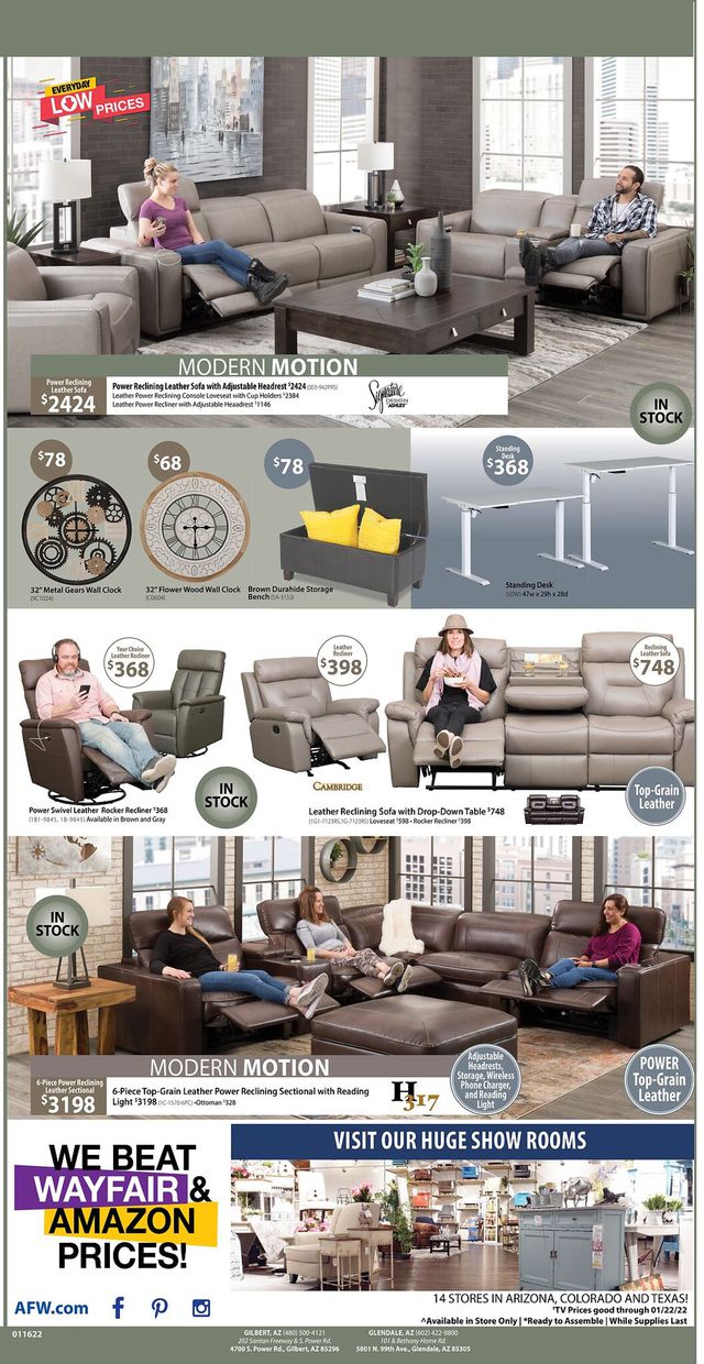 American Furniture Warehouse Ad from 01/17/2022