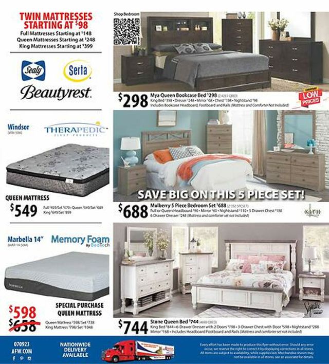 American Furniture Warehouse Ad from 10/19/2023