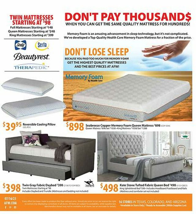 American Furniture Warehouse Ad from 11/16/2023