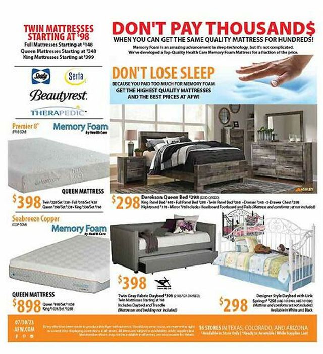 American Furniture Warehouse Ad from 10/03/2023