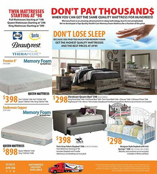 American Furniture Warehouse Ad from 10/17/2023