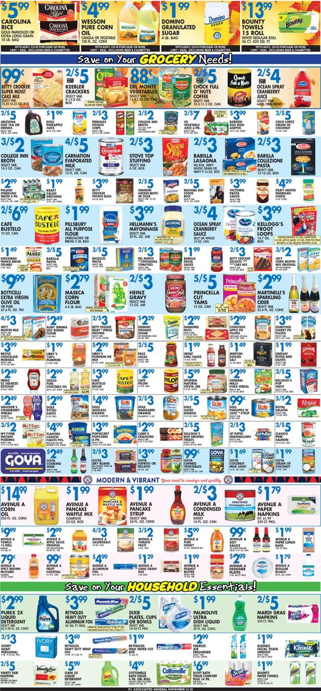 Associated Supermarkets Ad from 11/22/2019