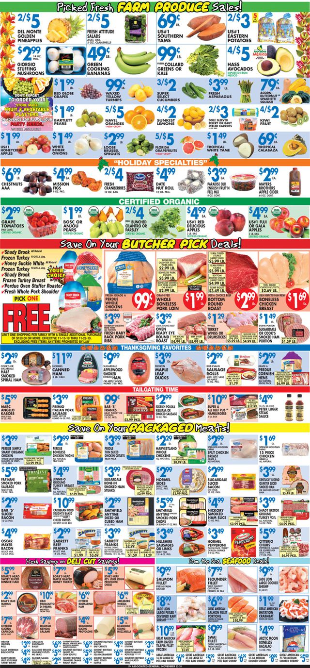 Associated Supermarkets Ad from 11/22/2019