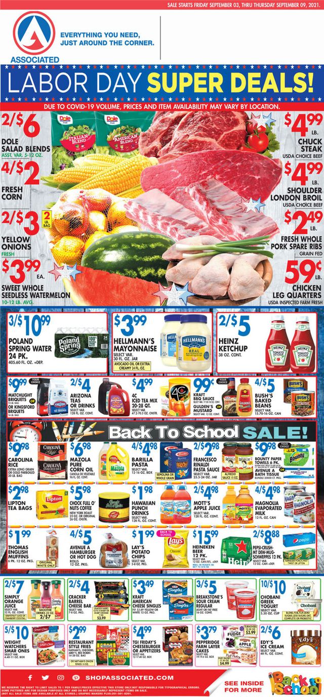 Associated Supermarkets Ad from 09/03/2021