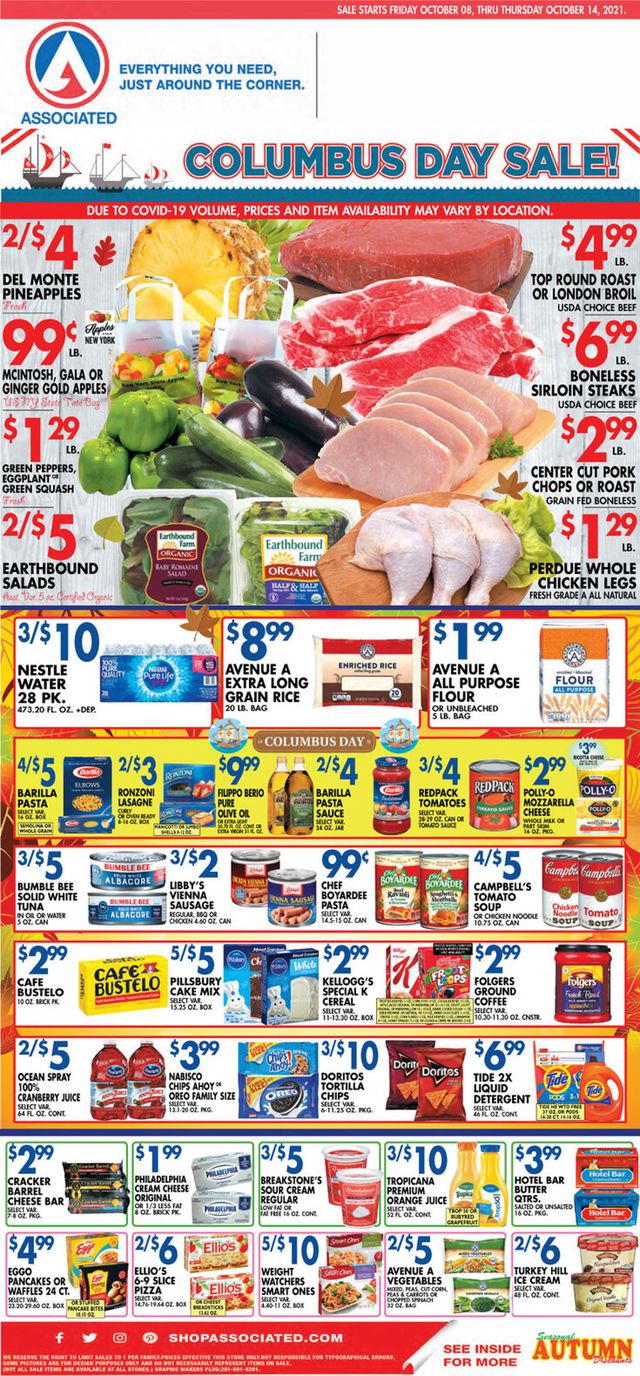 Associated Supermarkets Ad from 10/08/2021