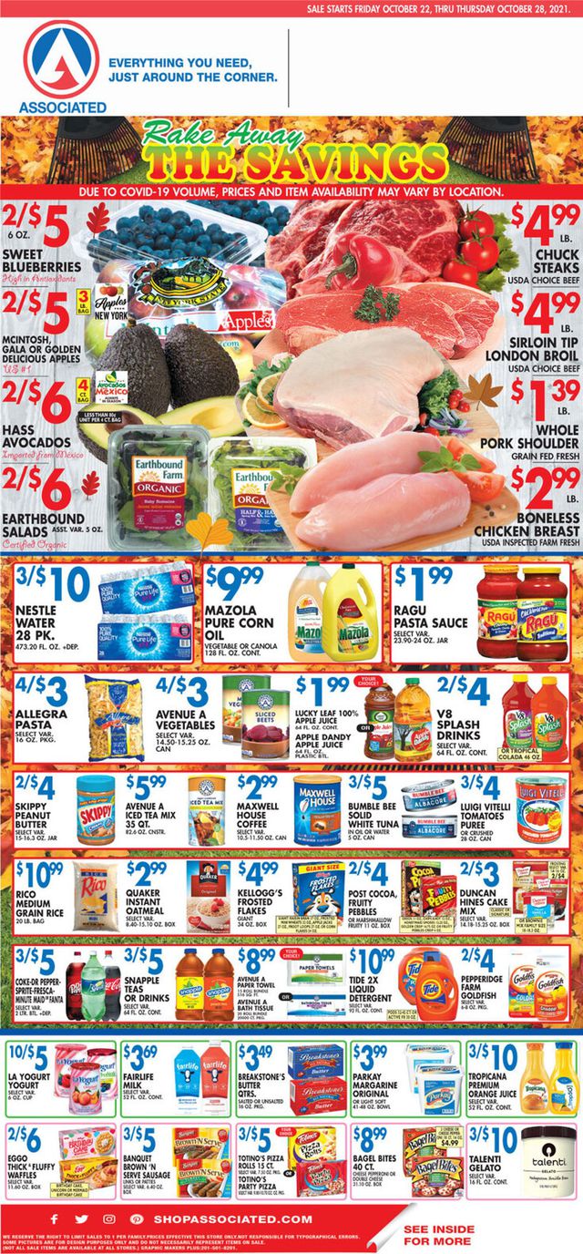 Associated Supermarkets Ad from 10/22/2021