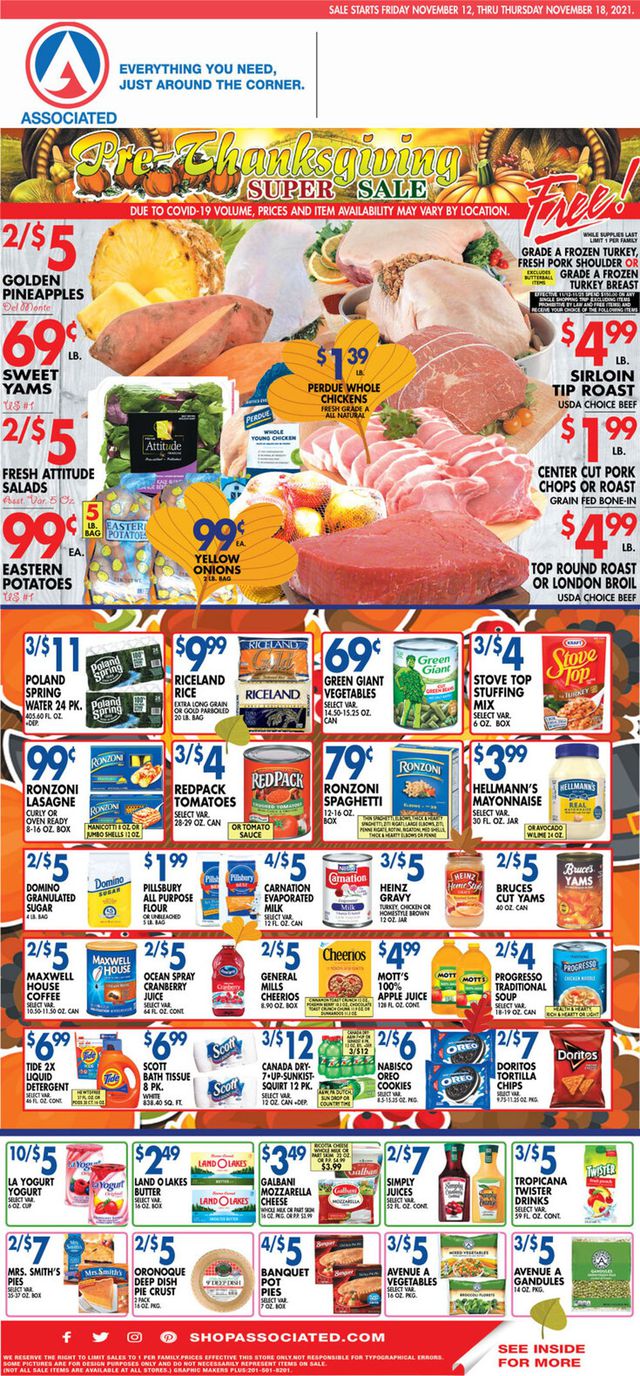Associated Supermarkets Ad from 11/12/2021