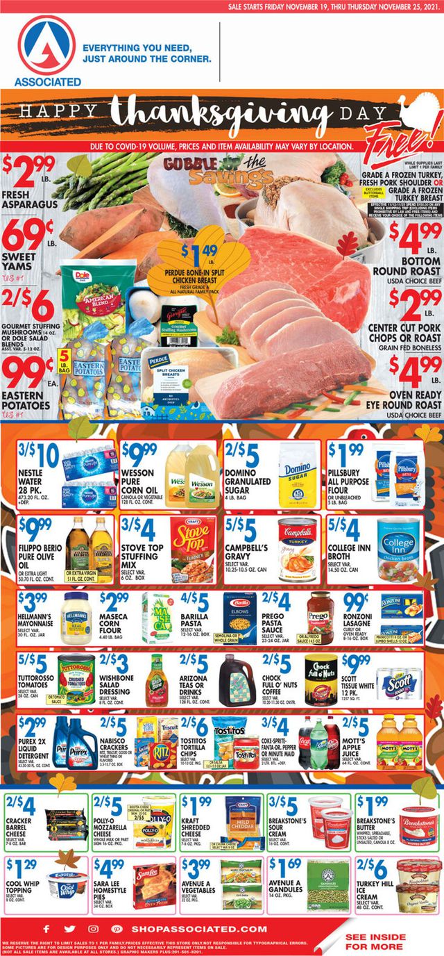 Associated Supermarkets Ad from 11/19/2021