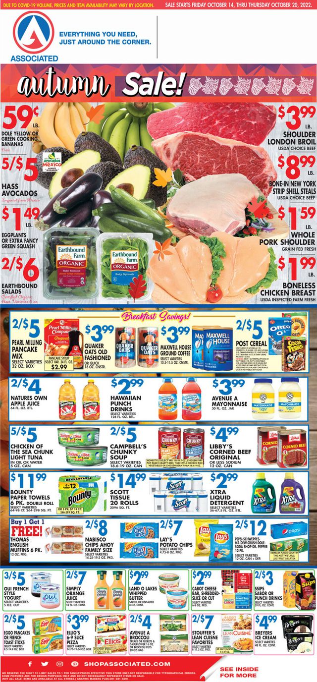Associated Supermarkets Ad from 10/14/2022