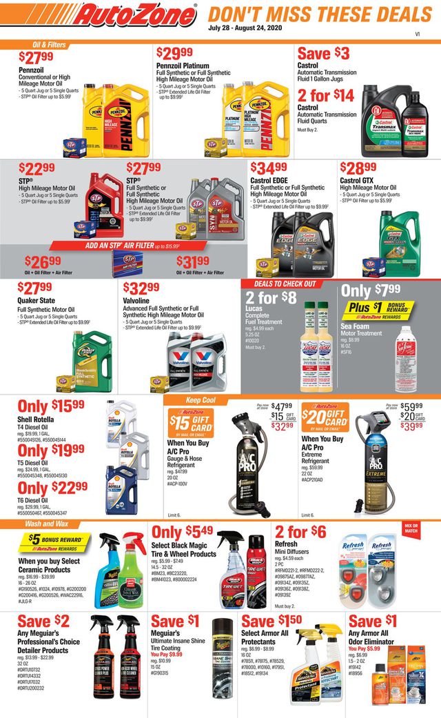 Autozone Ad from 07/28/2020