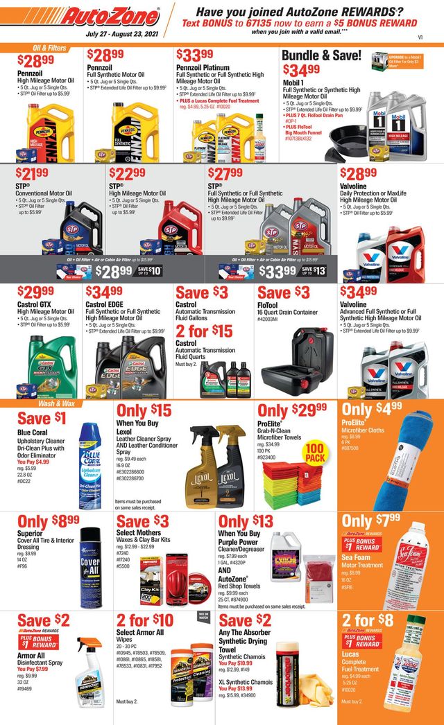 Autozone Ad from 07/27/2021