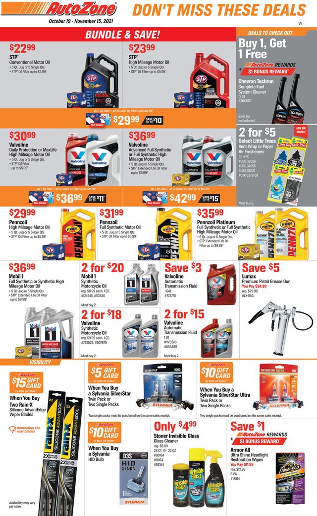 Autozone Ad from 10/19/2021