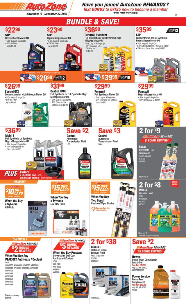 Autozone Ad from 11/16/2021