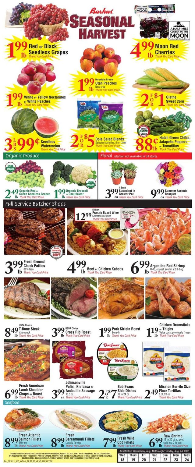 Bashas Ad from 08/18/2021