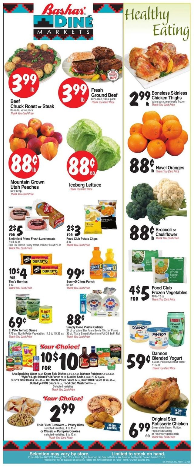 Bashas Ad from 08/25/2021